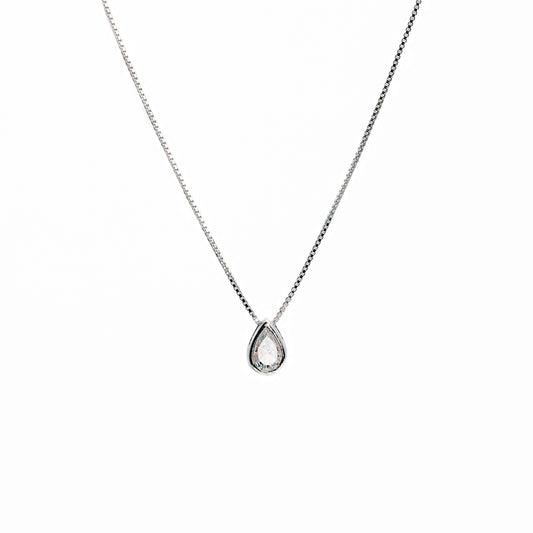 Zirconium Drop Silver Necklace